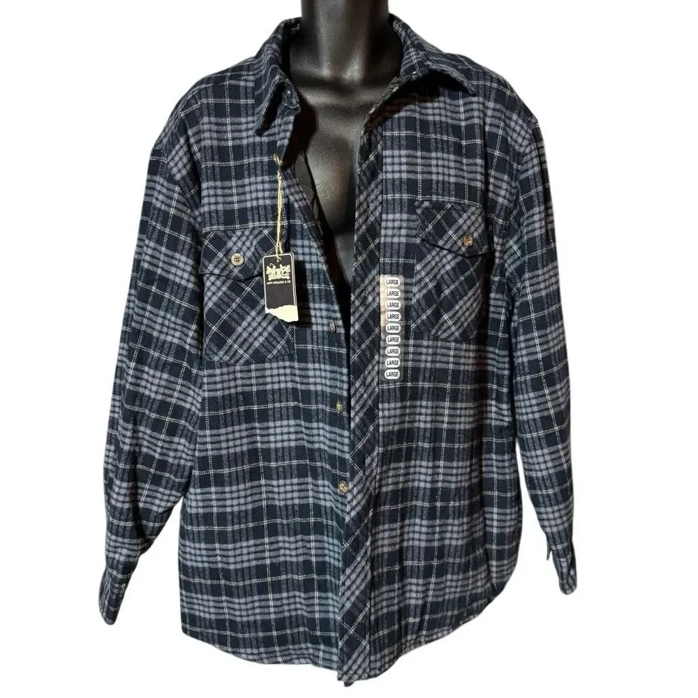 Levi Strauss & Co Blue Workwear Quilted Insulated Lined Flannel Shirt Jacket Men